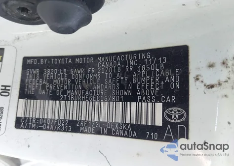 2014 Toyota Corolla S Plus z USA, uszkodzony, nr VIN 2T1BURHE6EC067801